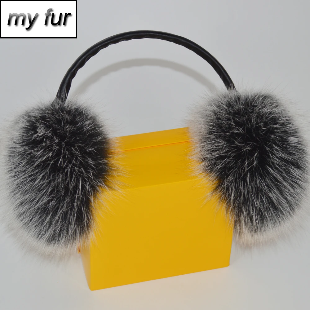 

2019 New Style Winter Women Warm Fluffy Real Fox Fur Earmuffs Adjustable Size Girl Lovely Outdoor Real Natural Fox Fur Ear-cap