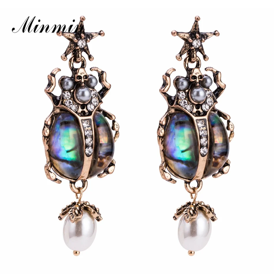 

Minmin Statement Punk Large Simulated Pearl Earrings for Women 2019 Vintage Designer AB Rhinestone Drop Dangle Earrings MEH1313