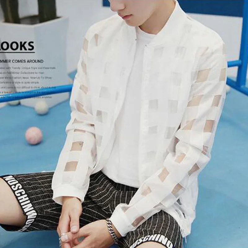 2017 New Arrival Men Jacket Coat Casual Summer Plaid Jacket  Fashion Style Male Jackets