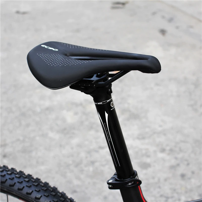 MTB Road Bike Gel Leather Saddle Seat Carbon Fiber EC90 Cycling Seatpost Clamp