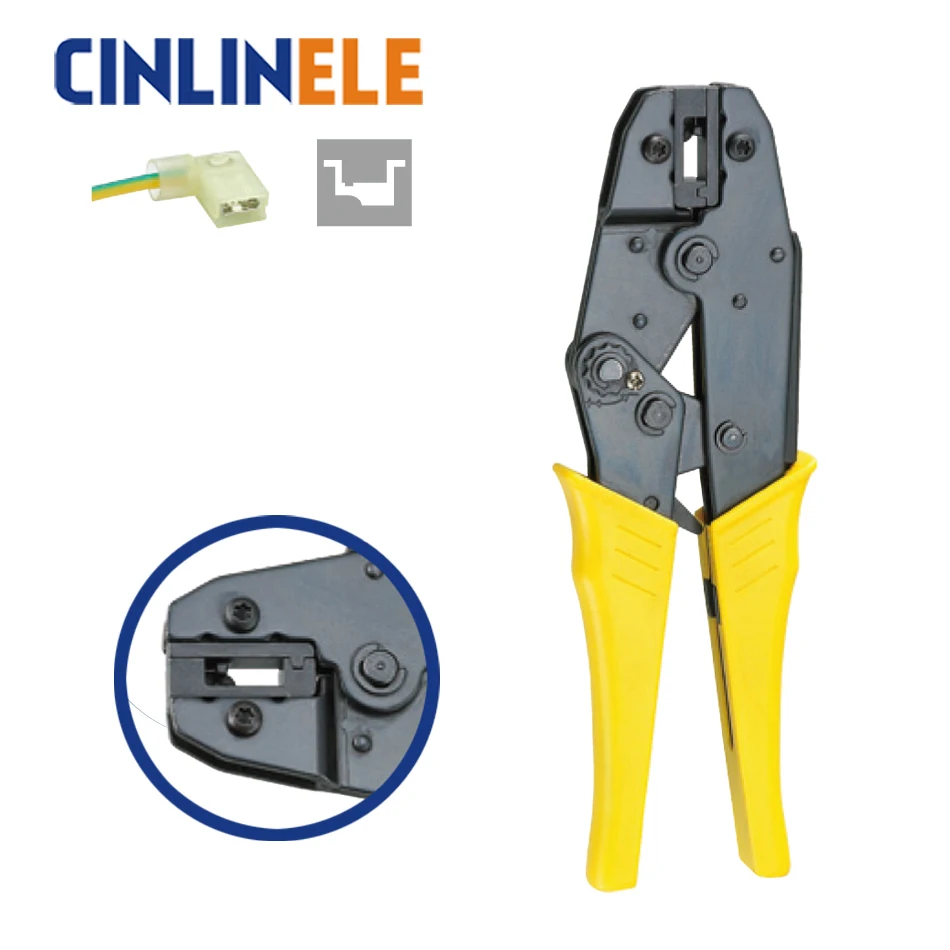 

HS-08FL 1.5-6.0mm 15-10AWG Crimp Pliers Multi Hand Tools Nylon Flag Female Terminals Crimping alicate Replaceable Dies 9 Inch