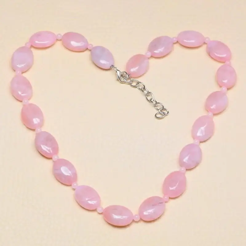 

Beautiful 13x18 MM pink Rhodochrosite Beaded Necklace 18''