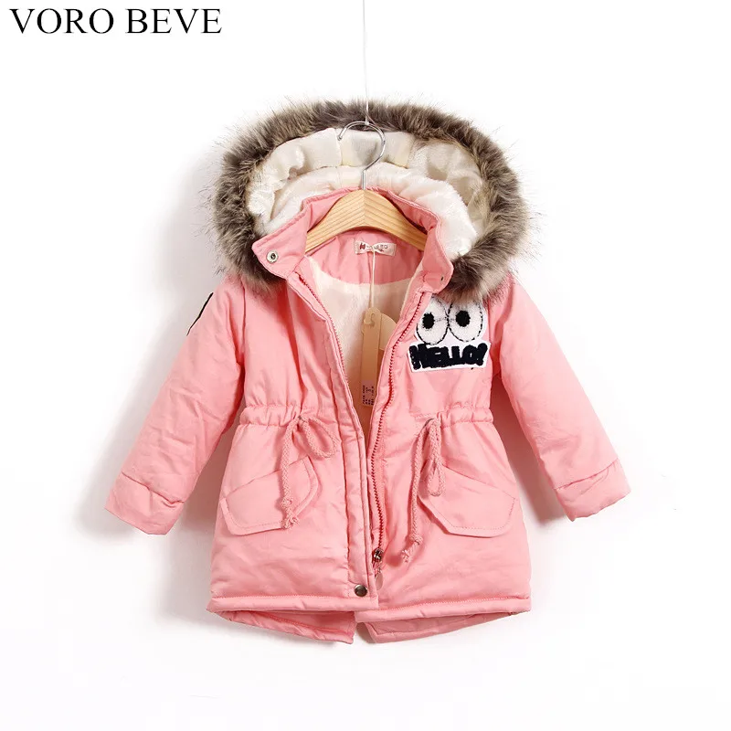 

VORO BEVE Winter Children Jacket Baby Boys And Girls Cotton Pink Coat Kids Cartoon Pattern Fashion Jacket Winter Jacket Girls