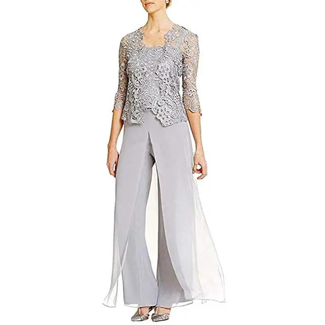 Women's Lace Appliques Mother's Formal Dresses with Pants Suits Formal ...