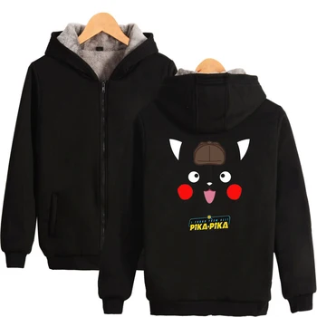 

Pokemon Detective Pikachu Cotton Hoodie Men Fashion Harajuku Streetwear Casual Thicken Hoodie Zipper Sweatshirt