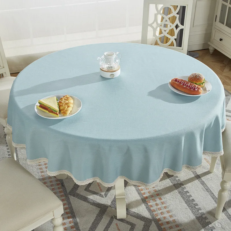  Home Decor Cotton Linen Plaid Grid Pattern Tablecloth Round Coffee Restaurant Tablecloth Kitchen Di