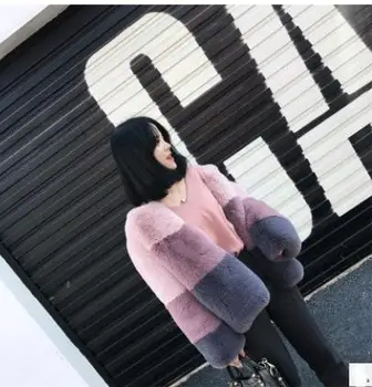 

Small Fur Coat Fresh Temperamental Fur Coat Winter Soft Imitation Rabbit Fur Short Section Fur Outwear Mujer Female Jacket K944