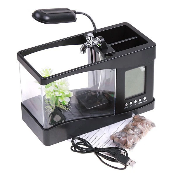 

Multi-functional Acrylic Fish Tank / Aquarium USB Mini Aquarium Fish Ecological Small Goldfish Turtle Aquarium Supplies