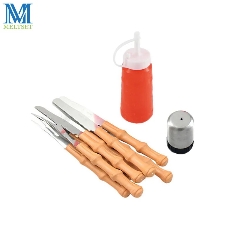 10pcs/set BBQ Tool Set Stainless Steel Barbecue Fork Knife Heat
