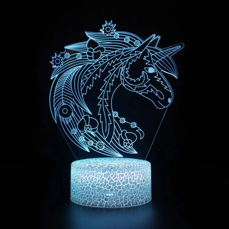 Лошадь Новинка Usb Led 3D лампа Детская комната украшения 3D ночник 7 цветов Изменение 3d светильники - Испускаемый цвет: Q