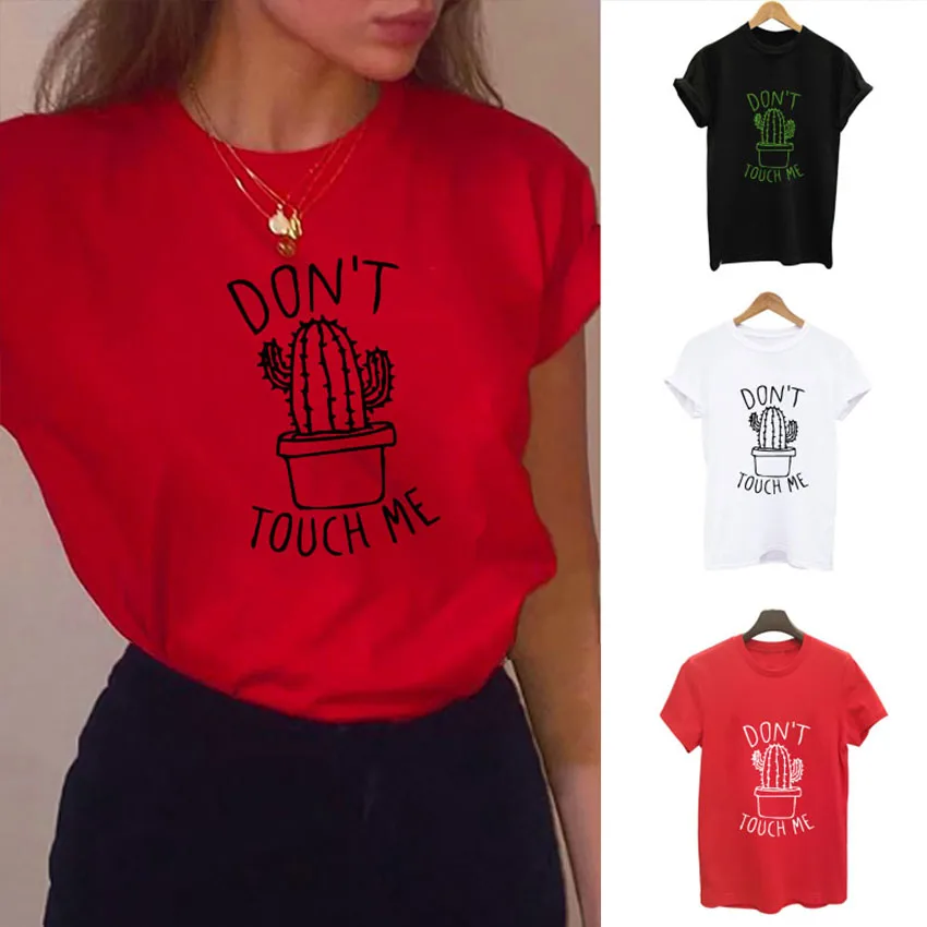 S XXL футболка с надписью Don't TOUGH ME Cactus женские повседневные летние футболки