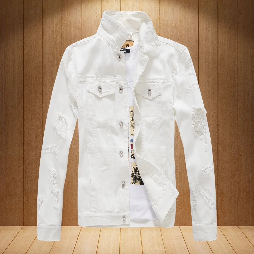 white ripped jean jacket mens