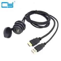 2 м 6 футов Длина USB и HDMI AUX панель расширения заподлицо для автомобиля, Лодка мотоцикла 1