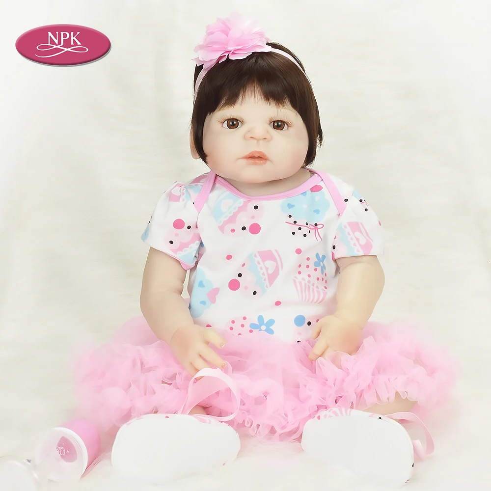 

NPK 57CM Full Body SIlicone Reborn Baby Doll Toys For Girls Lifelike Babies Fashion DOll Bebe Reborn Menina Kids Birthday Gift
