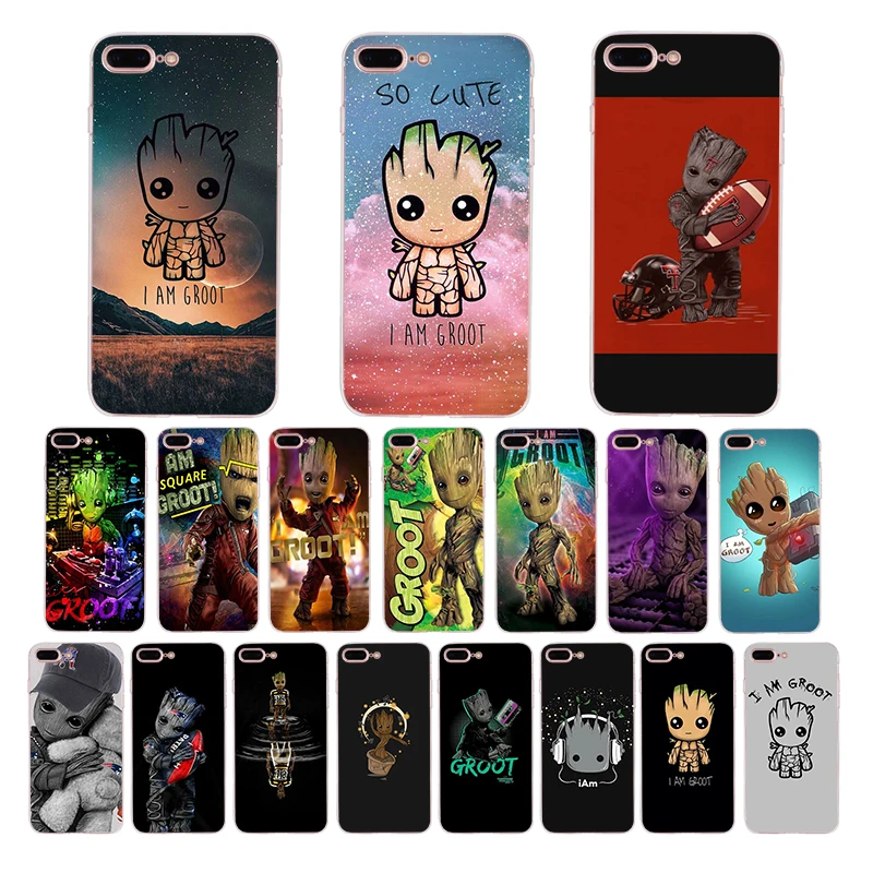 

IMIDO cute Marvel Avengers GROOT Soft silicone fitted phone case for iphone X XS XR XSmax 7/8/6s/6plus 5 6 7 8 5/6s SE TPU shell