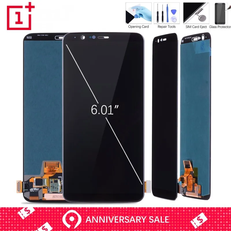 

6.01 inch AMOLED Display For Oneplus 5T LCD Touch Screen Digitizer Replacement For OnePlus 5T Display One Plus 1+ A5010