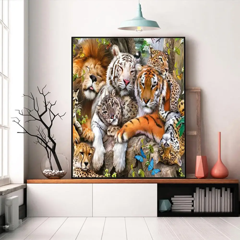 

DIY digital oil painting the tiger, king of the forest is made up of combination of number and toolkits with a size of 40x50 fra