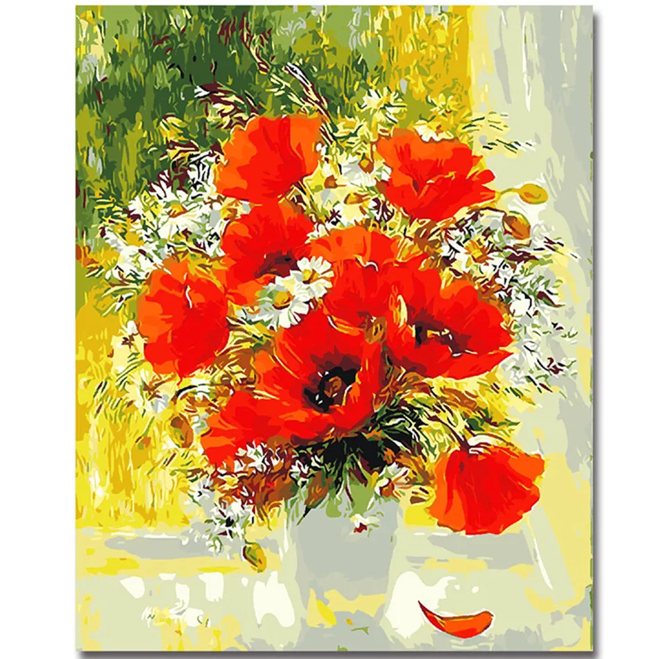 

WONZOM Sunflower Paint By Numbers Kit Rose Home Decor Oil Painting On Canvas With Frame Wall Art For Living Room Acrylic Paint