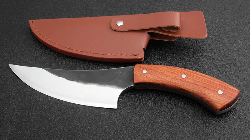 KKWOLF охотничий нож из высокоуглеродистой стали, нож из говядины и свинины, 58HRC, палисандр, ручка, острые, для выживания, кемпинга, тактические, спасательные ножи