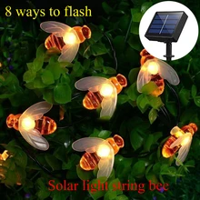 

Solar light string small bee shape outdoor decorative , flashing lights, Christmas day landscape lighting