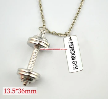 

New Arrival New product Fitness Weightlifting jewelry 30pcs Dumbbell barbell and Freedom Gym sport necklace