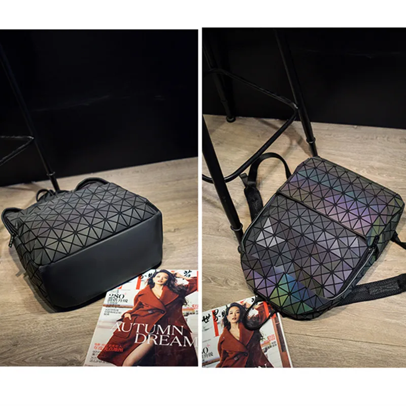 Mochila luminosa para mujer bolso de hombro geométrico bolso escolar para estudiante mochila holograma mochila holográfica holográficas