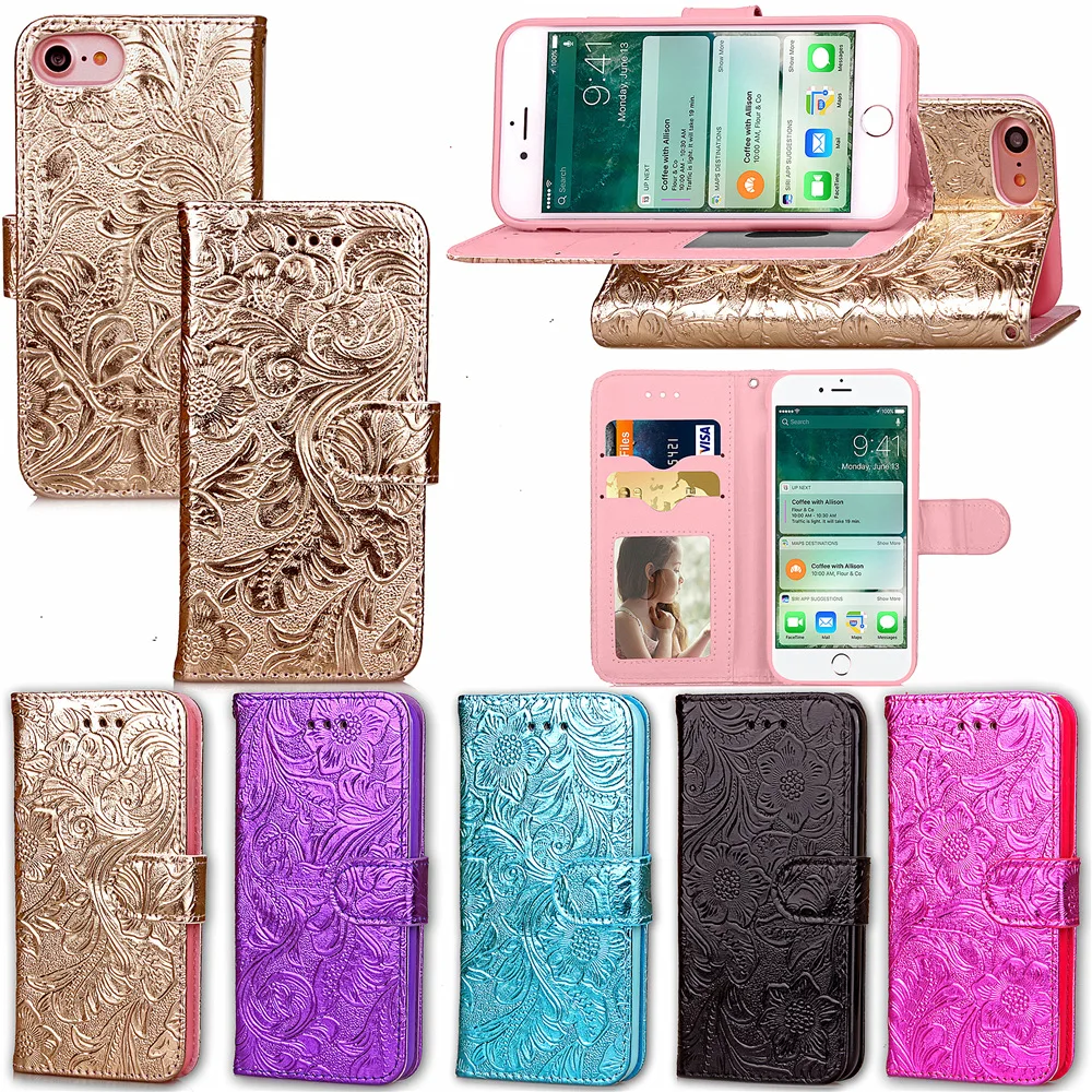 Зазор Гранатовый Цветок Casess для iphone 8 7 Plus Флип Бумажник кожаный чехол с картой