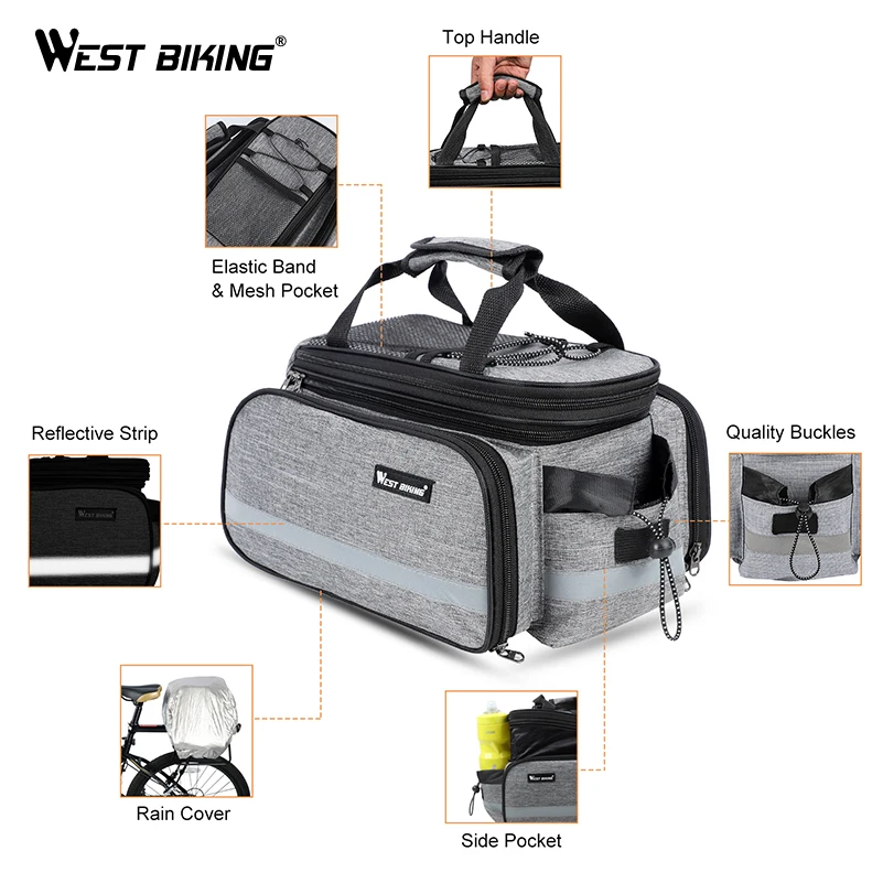 WEST BIKING сумка для горной дороги, велосипедная сумка 3 в 1, сумка для багажника, велосипедная двухсторонняя задняя стойка, заднее сиденье, сумка для багажа