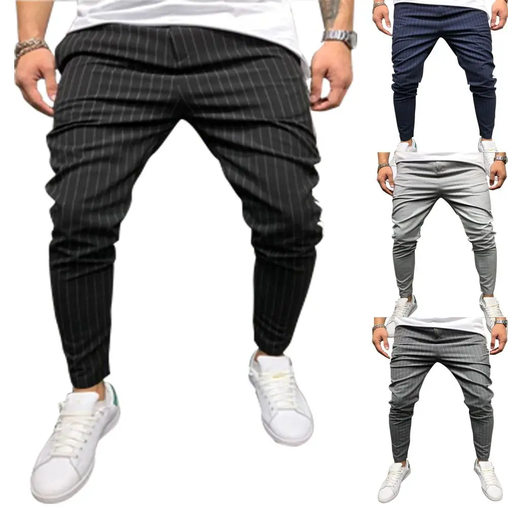 Joggers Loose Harem Black Strip Pants PU27 – iawear