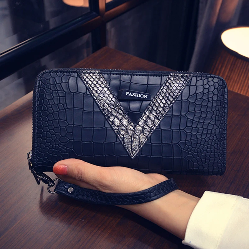 New Arrival Luxury Alligator Pattern Long Woman Wallets Fashion PU