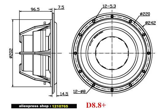 HiVi D8.8/d8.8+ 9,5 дюймовый динамик вуфера Пена/резиновый край сабвуферный динамик DIY fever качество Pmax 300 Вт