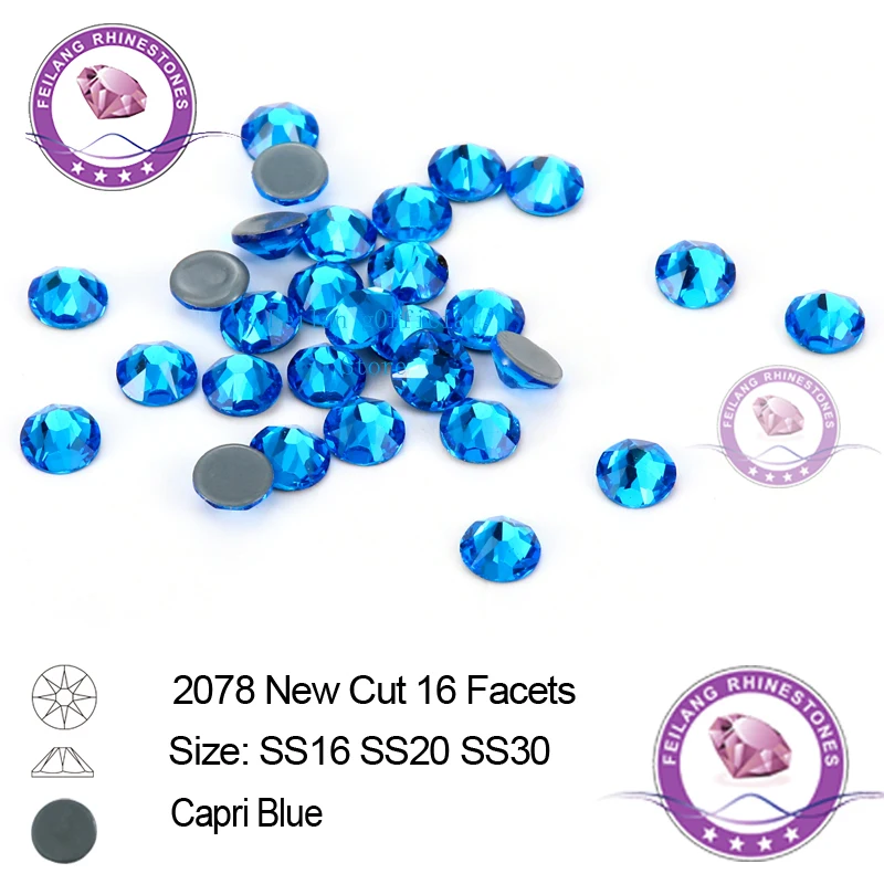 

Capr-i Blue 16 Facets Hotfix Rhinsestone Glass Strass for Clothes Dress Decoration 1440pcs 288pcs SS16 SS20 SS30