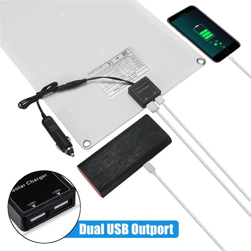 

Newest 40W Polysilicon Silicon Solar Panel with Dual USB Port for Car Boat Yacht Battery Chargers 20V 40W