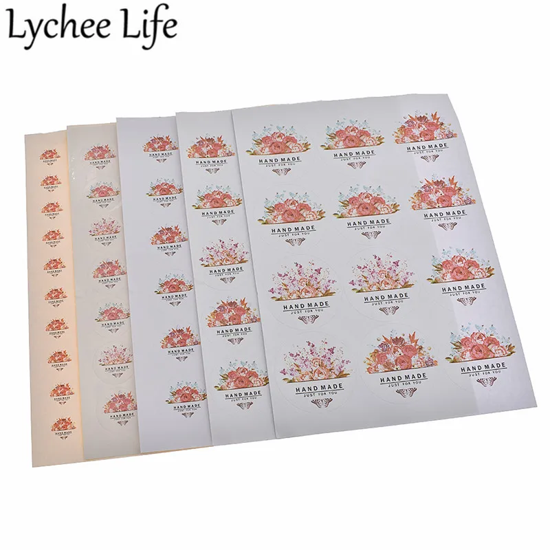 Lychee Life Colorful Floral Printed Sticker Letter Butterfly Printing Stickers DIY Handmade Scrapbook Stamp Supplies Accessories