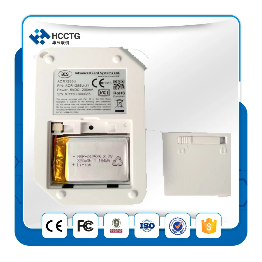 

13.56 MHz Contactless External Android Bluetooth NFC Pay Smart card Reader--ACR1255