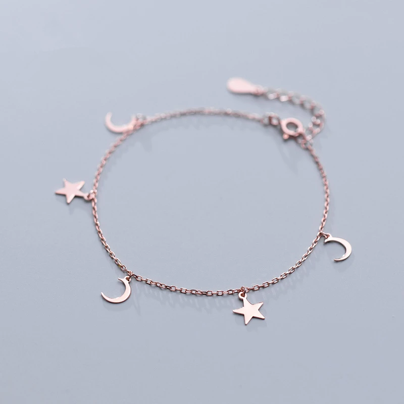 Браслет HFYK из стерлингового серебра 925 пробы, браслет, розовое золото, луна, браслеты со звездами для женщин, pulseras plata de ley 925 mujer pulseira
