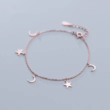 Браслет HFYK из стерлингового серебра 925 пробы, браслет, розовое золото, луна, браслеты со звездами для женщин, pulseras plata de ley 925 mujer pulseira