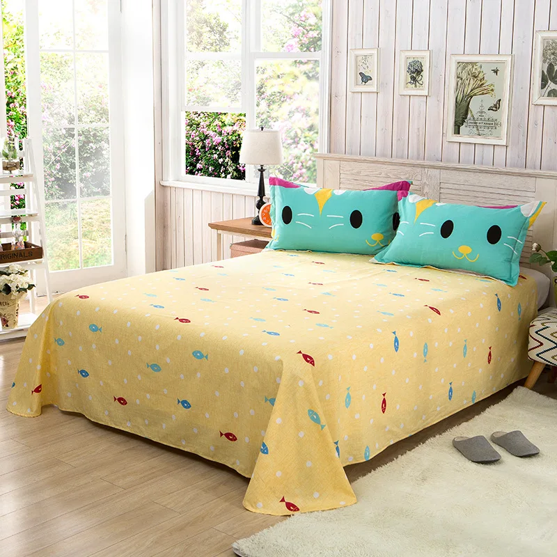 Cotton Beauty Plaids Flat Sheet For Single Double Bed Children Adults Bedroom Use Bed Sheet(No Pillowcase) XF638-14