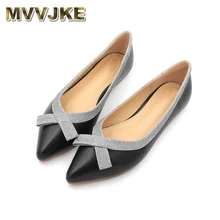 MVVJKE/новые женские туфли на плоской подошве; женская офисная обувь из органической кожи; однотонные туфли на плоской подошве с бантом-бабочкой
