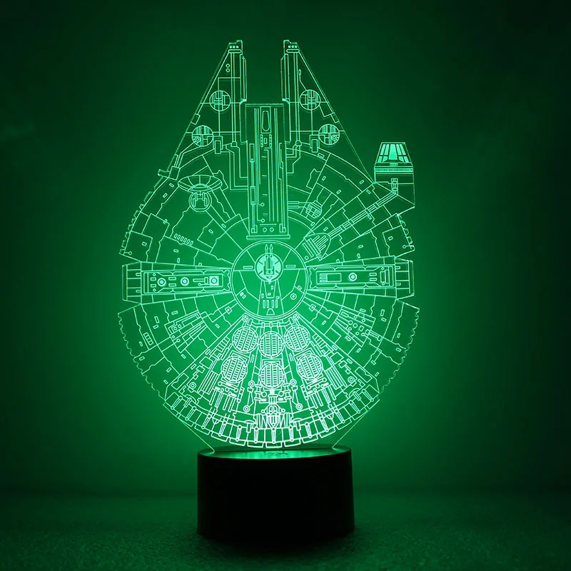 3D светодиодный USB Сокол Тысячелетия настольная лампа Творческие дети ночник визуальный Детские спальные Освещение лампа Звездные войны