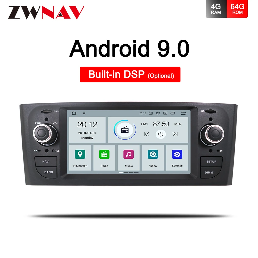 4G 64G DSP Android 9,0 автомобильный dvd-плеер для Fiat Grande Punto Linea 2007-2012 gps навигация Мультимедиа Радио экран