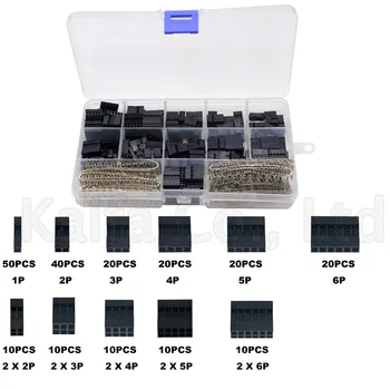 

620PCS 1P 2P 3P 7P 2X2P Connector 2.54mm, Cable Jumper Wire Pin Header Housing Kit Male +Female Pin Terminal Connector