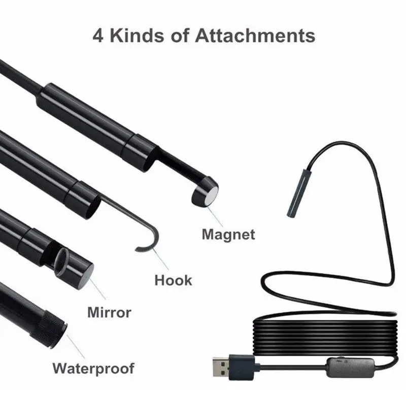 

8LED WiFi 1200P Waterproof Endoscope Inspection Video Camera Soft Cable Wire