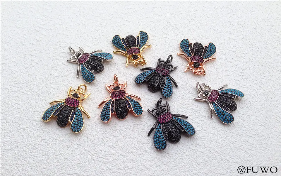 Micro Pave Crystal Zirconia Fly shape Bug Pendant 8