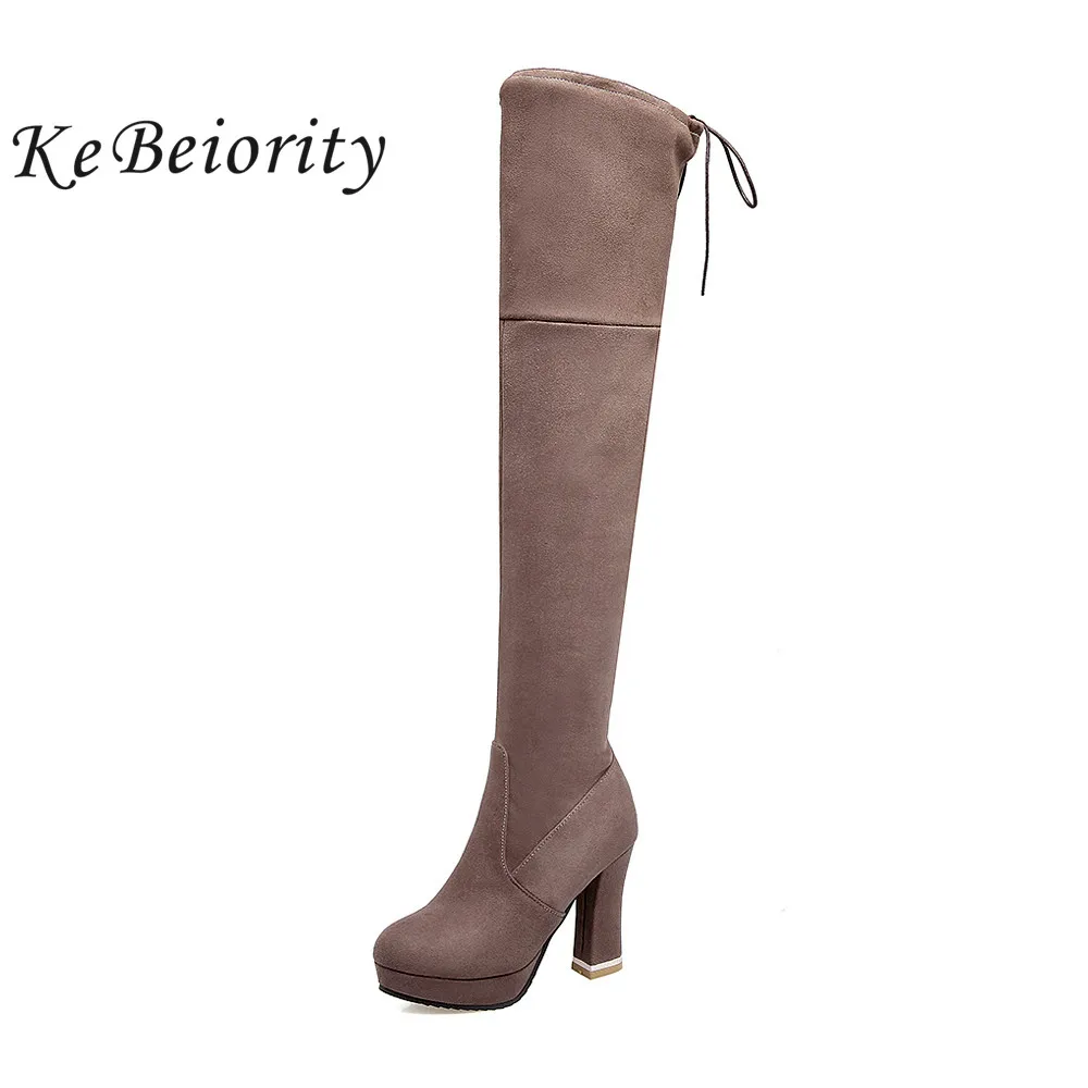 

KEBEIORITY Sexy Women Boots 2019 High Heels Platform Over the Knee Boots Fashion Lace Up Thigh High Stiletto Long Boots Female