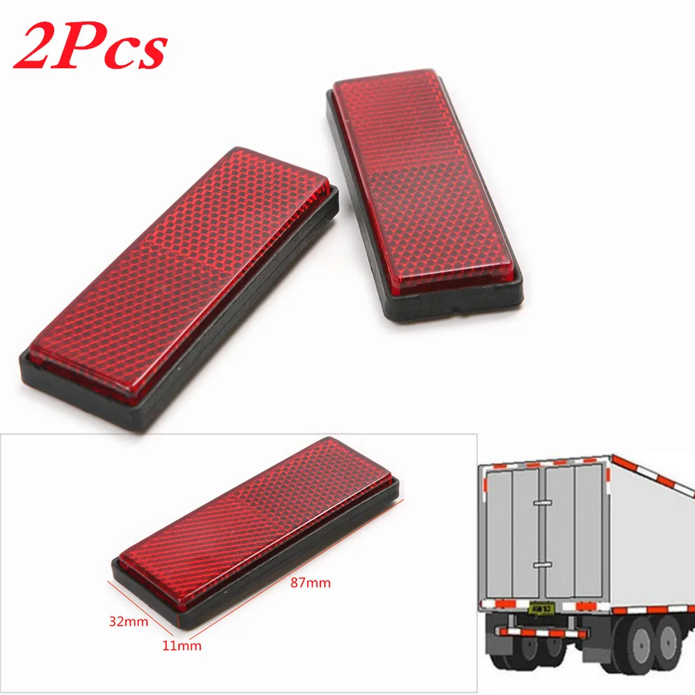2pcs Mobil Stiker Perekat Persegi Panjang Plastik Reflektor