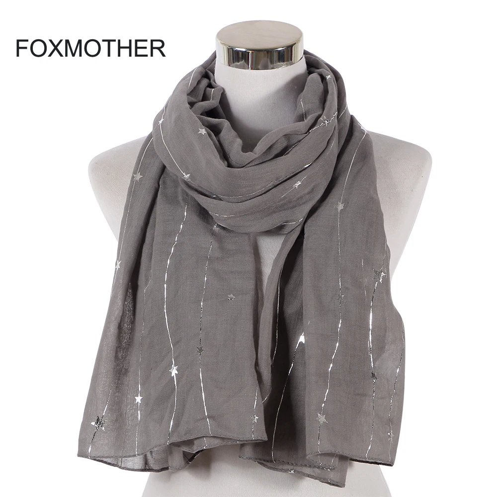 Шарф FOXMOTHER Женский блестящий шарф в полоску лента из фольги серый цвет|Женские