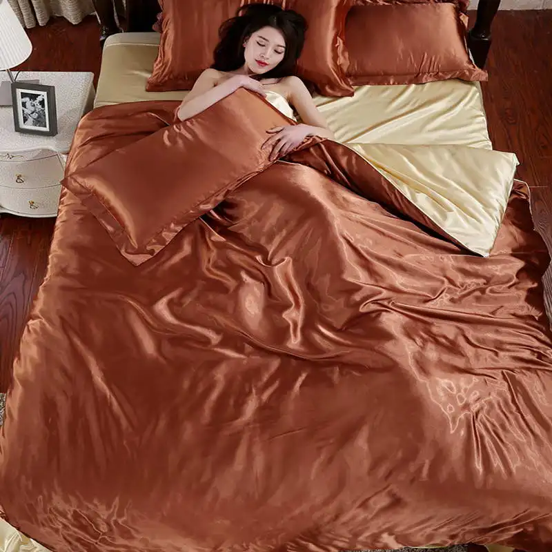

UNIKEA 2016 new Luxury Bedding Sets Brown light tan Quilt cover bed sheet Bedding Set Duvet Cover Sets Twin Queen King Size