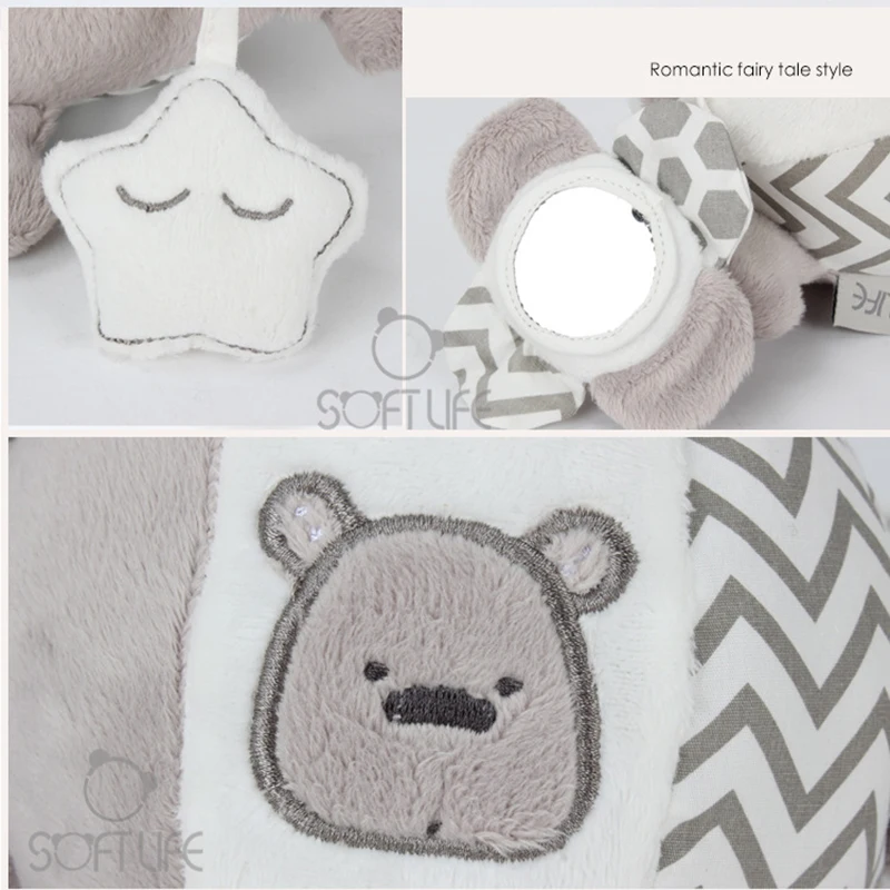 Baby Rattles Bear Plush Dolls Toys Baby Mobile Crib Bed Bell Toy Stuffed Animals Soft Toys Fluffy Cushion juguetes For newborn  (6)