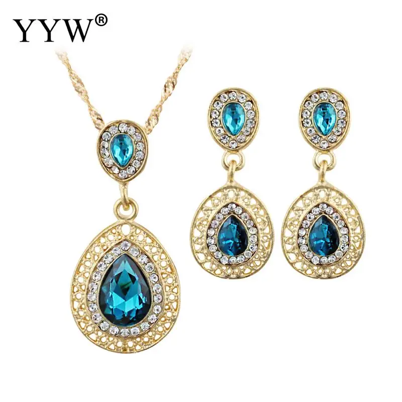 

2019 Rhinestone Jewelry Sets Wholesale Wedding Party Singapore Chain Earring And Necklace With Quartz 5cm Extender Chain